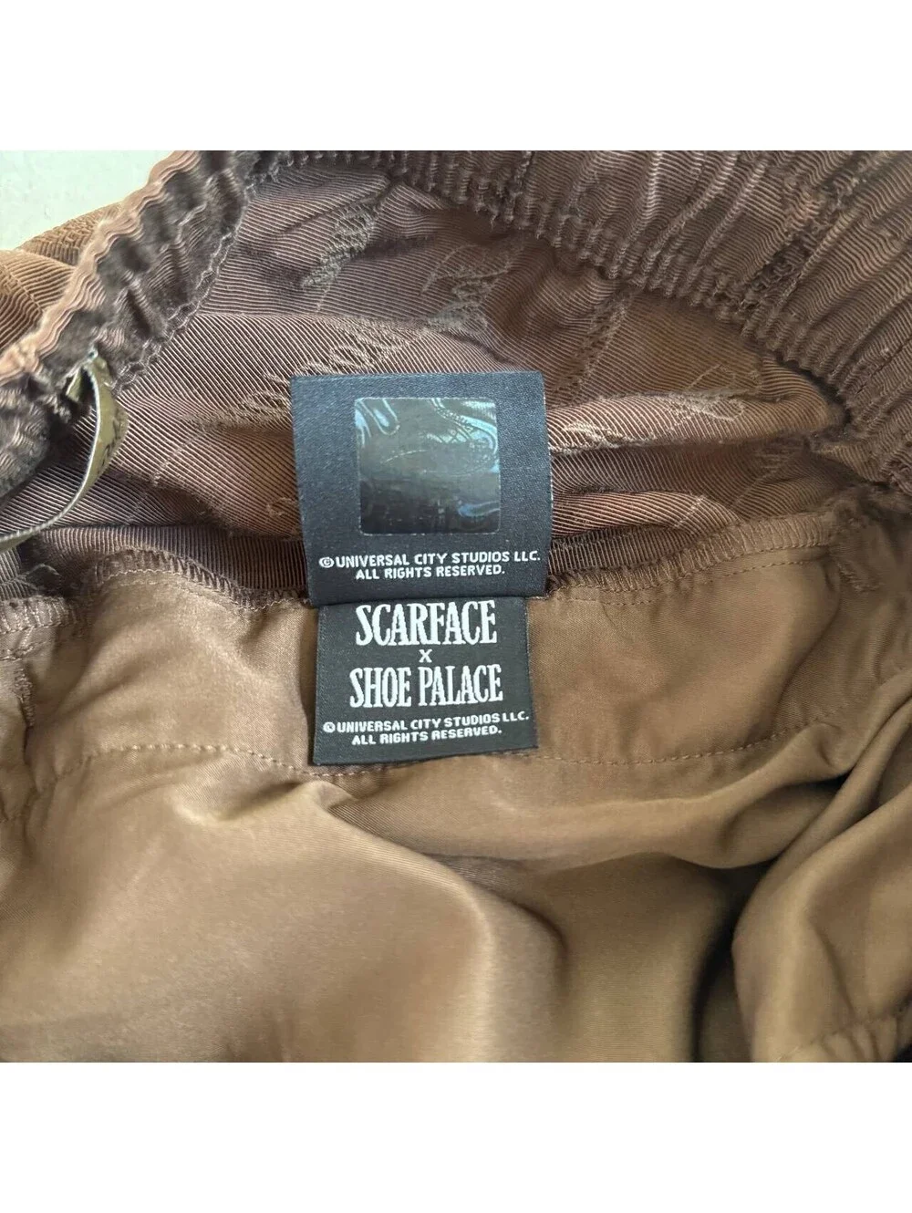 Scarface x Shoe Palace Brown Jogger Pants Mens Large Elastic Waist Logo